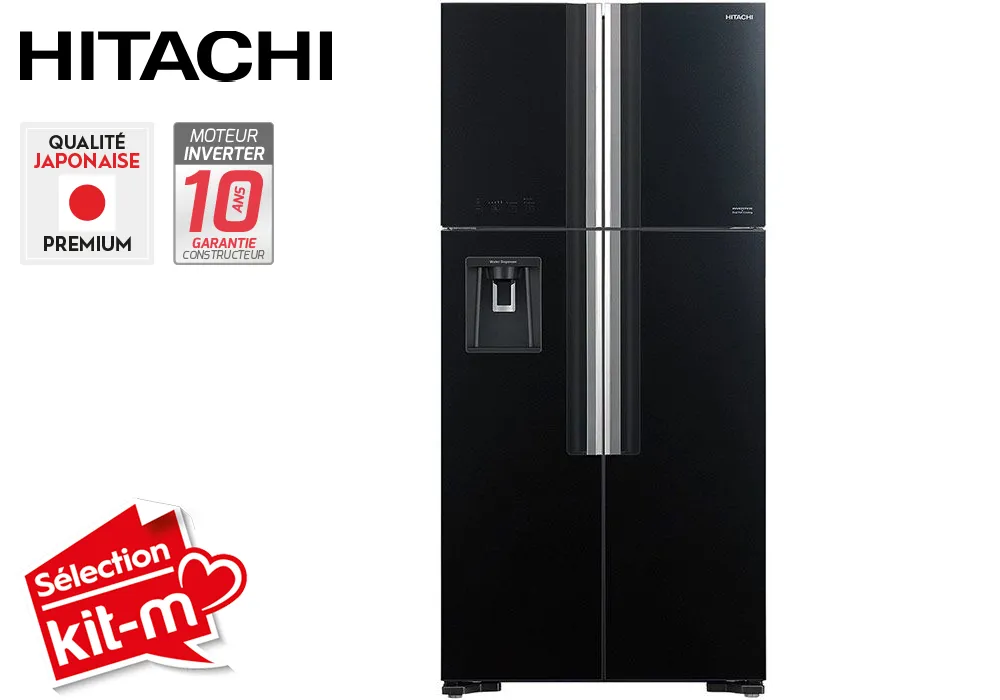 Refrigerador 4 Puertas 540L French Door Hitachi (R-W661PRU1GBK)