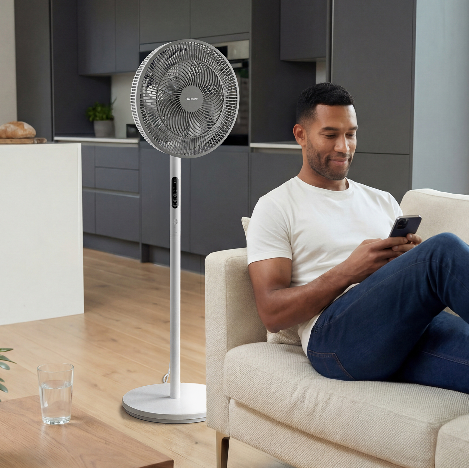 AirFlo™ Slim Ventilateur sur pied hybride 43″ – Circulateur d’air ultra-silencieux – Blanc/Gris - Imagen 4