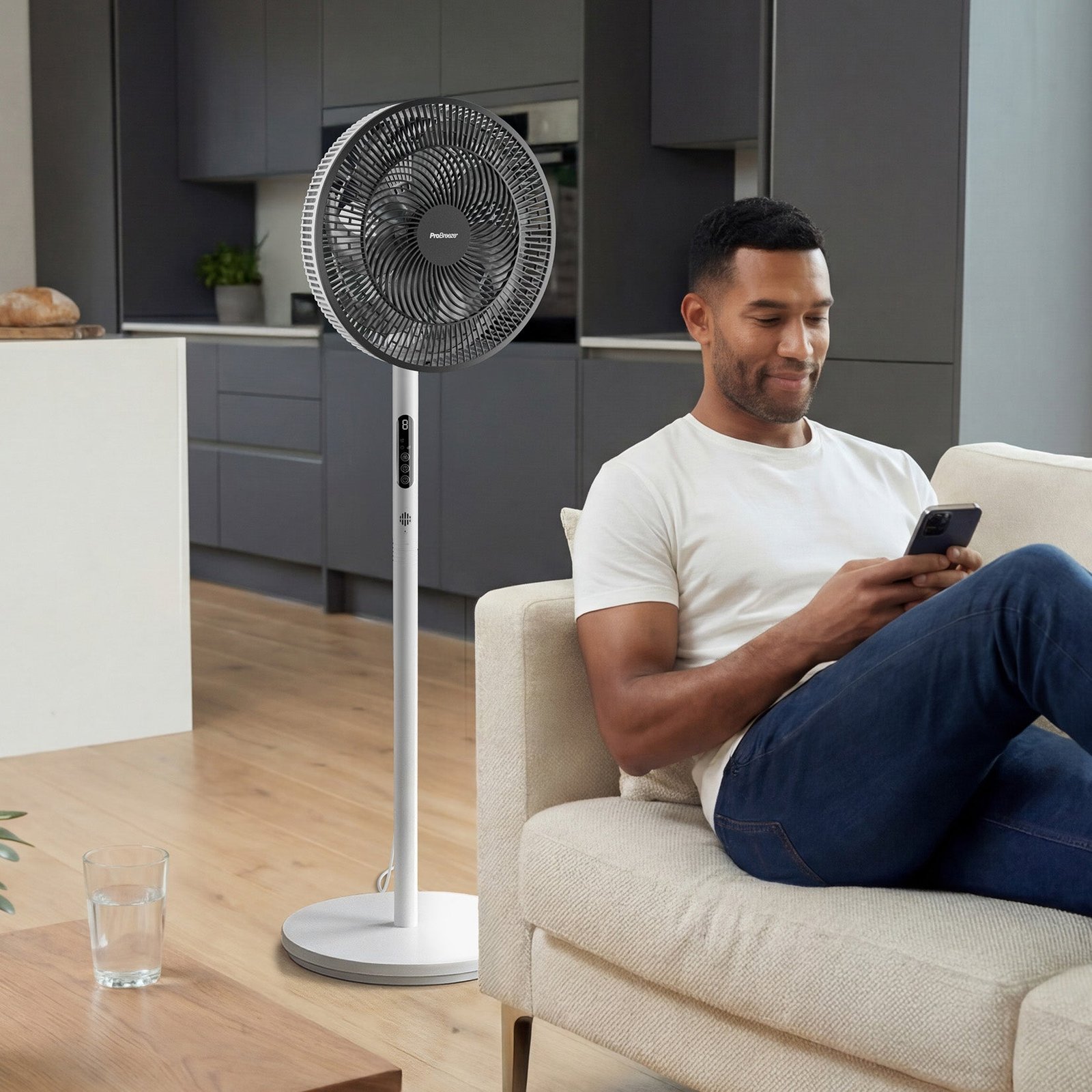 AirFlo™ Slim Ventilateur sur pied hybride 43″ – Circulateur d’air ultra-silencieux – Blanc/Noir - Imagen 4