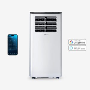 Climatiseur portable 3-en-1 de 14 000 BTU avec fonction de déshumidification – Application Wifi intelligente