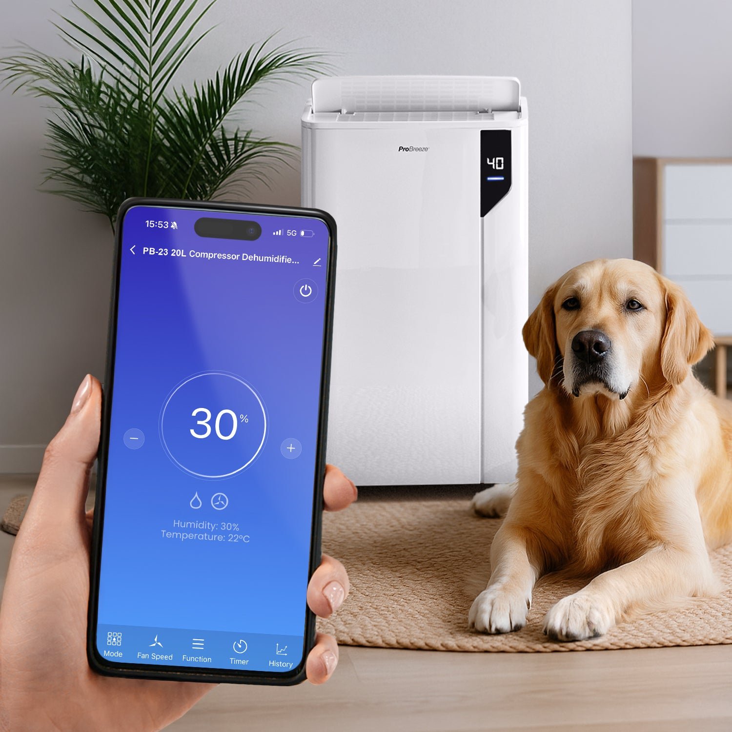 Déshumidificateur premium 20 L avec mode séchage du linge spécial en un clic et contrôle par application intelligente - Imagen 3
