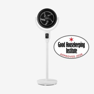 AirFlo™ Ventilateur sur pied hybride 43″ – Circulateur d’air ultra-silencieux – Blanc/Noir