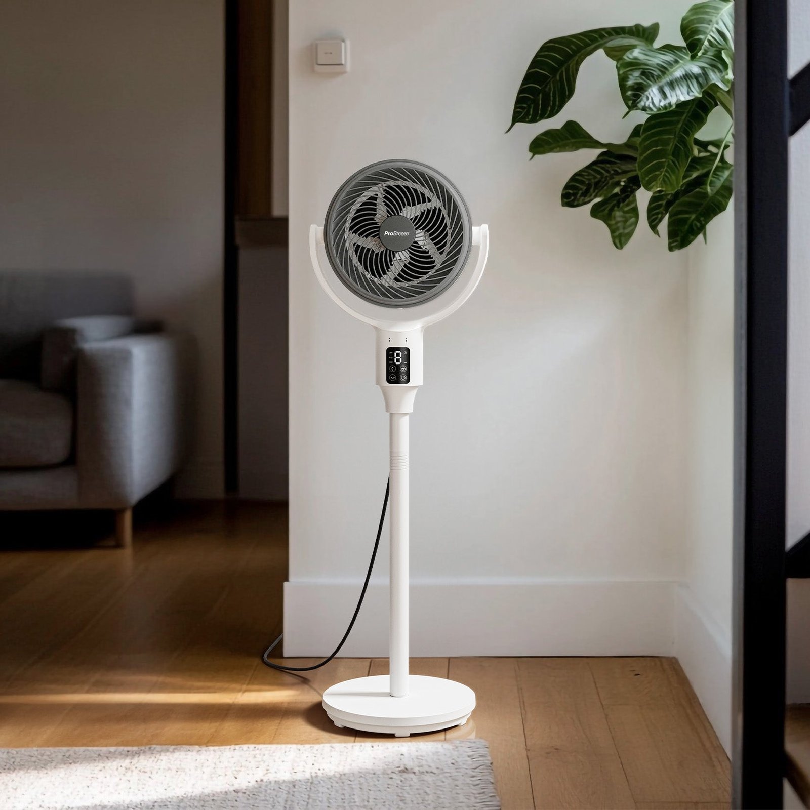 AirFlo™ Ventilateur sur pied hybride 43″ – Circulateur d’air ultra-silencieux – Blanc/Gris - Imagen 3