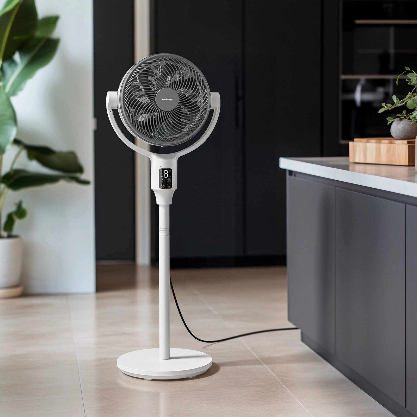 AirFlo Plus™ Ventilateur sur pied hybride intelligent 44″ – Circulateur d’air ultra-silencieux – Blanc/Gris - Imagen 4
