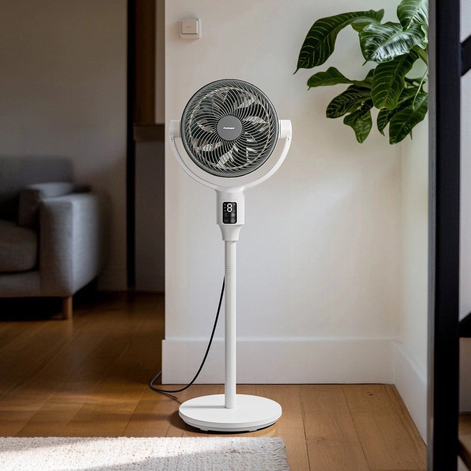 AirFlo Plus™ Ventilateur sur pied hybride 44″ – Circulateur d’air ultra-silencieux – Blanc/Gris - Imagen 3