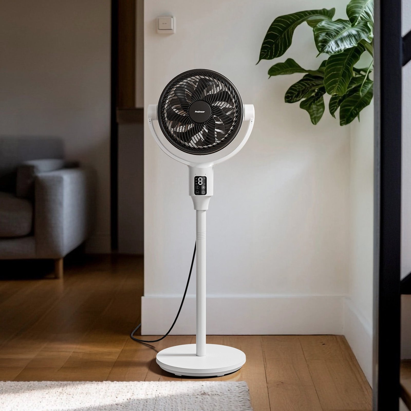 AirFlo Plus™ Ventilateur sur pied hybride 44″ – Circulateur d’air ultra-silencieux – Blanc/Noir - Imagen 3